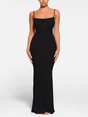 SKIMS SOFT LOUNGE LONG SLIP DRESS ONYX Large